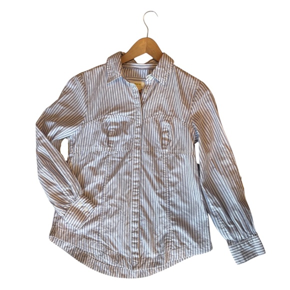Maeve by Anthropologie Striped Button Down Shirt Size 2P - Picture 1 of 4